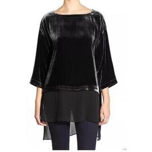 Eileen Fisher Black Velvet Bateau Top Size XS/TP